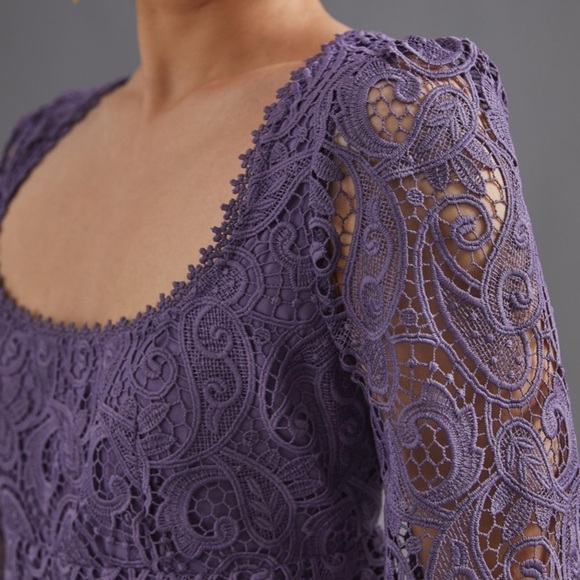 Anthropologie NWT Maeve Embroidered Lace Mini Black Dress Size 6. - Picture 6 of 10